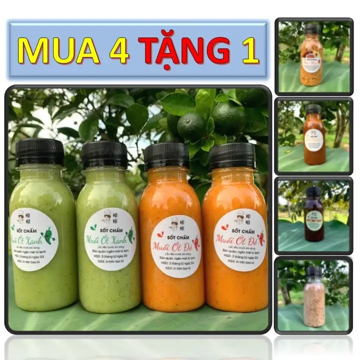 [MUA 4 TẶNG 1] - được lựa chọn chai tặng(1 chai/160g) - muối ớt xanh, muối ớt đỏ, nước chấm hải sản, đồ nướng,...MỤI MỤI
