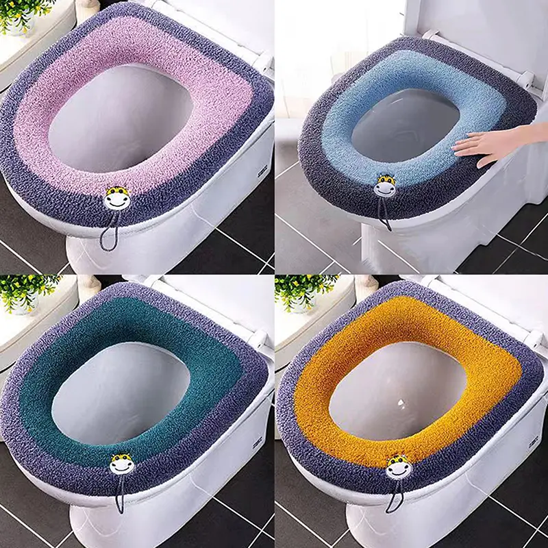 Thảm Bọc Bồn Cầu, Ấm Áp, Đệm Lót Bồn Cầu Phòng Tắm, Dày Hơn, Mềm Mại, Có Thể Giặt Được, Có Tay Cầm, Phụ Kiện Làm Ấm Bồn Cầu