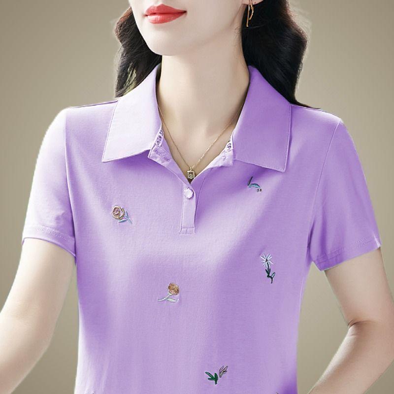 Áo Ngắn Tay Cho Mẹ TRUNG NIÊN Hợp Xu hướng Xu Hướng Thời Trang Mới Mùa Hè Cho Nữ, Áo Thun Thanh Lịch Và Dễ Phối Đồ Áo POLO 2