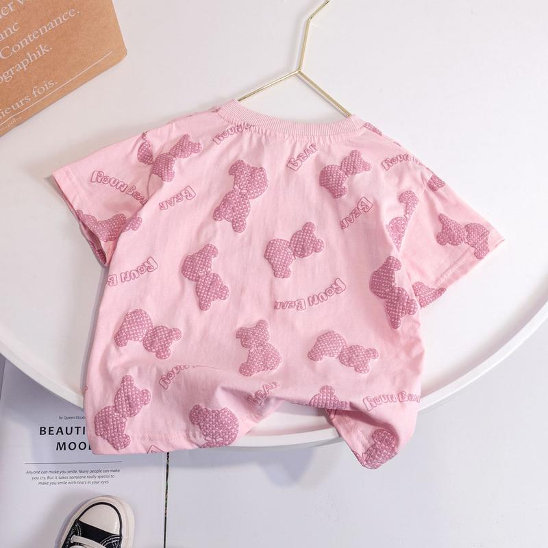 Product Introduction of Trang Phục Mùa Hè Cho Bé Gái, Áo Phông 2025, Phong Cách Hàn Quốc Mới, Thời Trang, Áo Trẻ Em, ngắn Tay, In Hình Gấu, Thích Hợp Cho Bé Gái, Thời Trang Mùa Hè, Bán Chạy, 2025 11