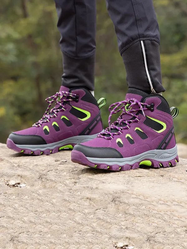Women's Colorblock Patchwork Lace Up Hiking Shoes, Casual Outdoor Sports Shoes, Breathable Comfortable Non-slip Sneakers for Outdoor Activities 5