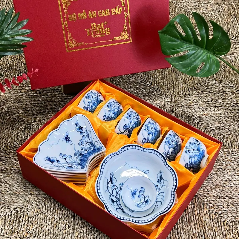 Bộ bát đĩa hoa mặt trời hoạ tiết SEN CHUỒN VẼ KỸ 3