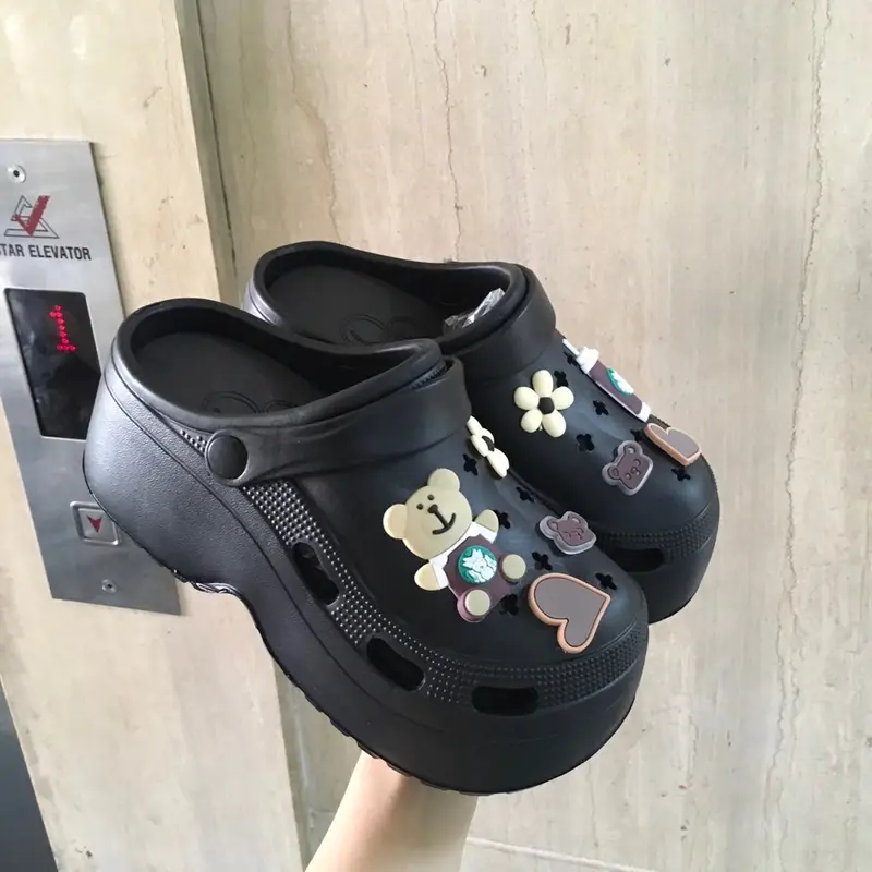 Sục nữ đế cao 8cm siêu nhẹ EVA Cham gấu trà sữa  mang êm chân 6