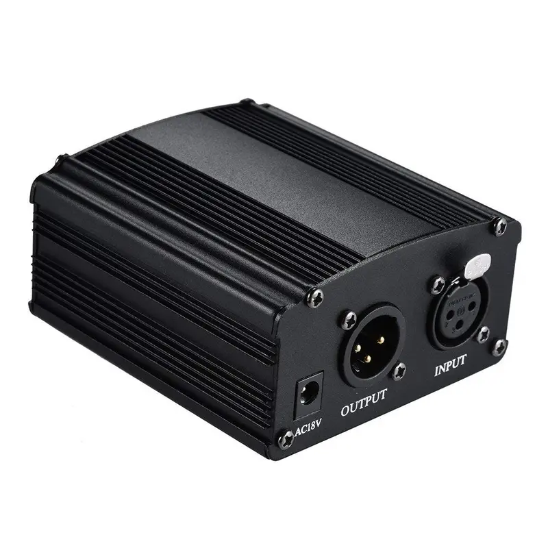 Paket Phantom Power Microphone 1 Channel 48V Supply for Condenser Microphone Plus Kabel XLR to XLR 4