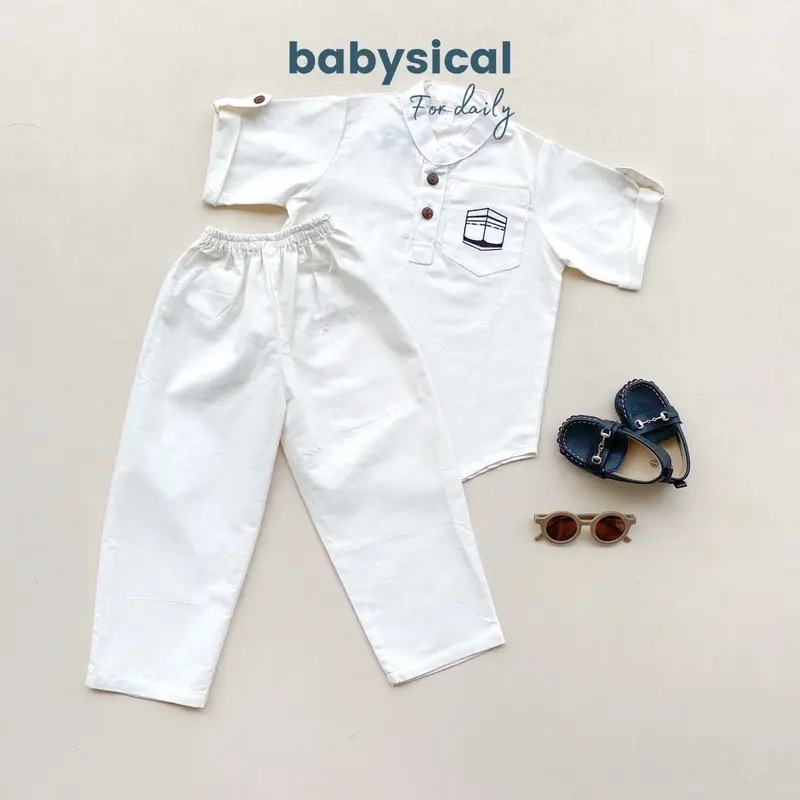 BABYSICAL 1-7 Tahun KOKO SERIES For Raya Collection - Baju Anak Setelan Koko Stelan Koko Premium Bordir Brown 1