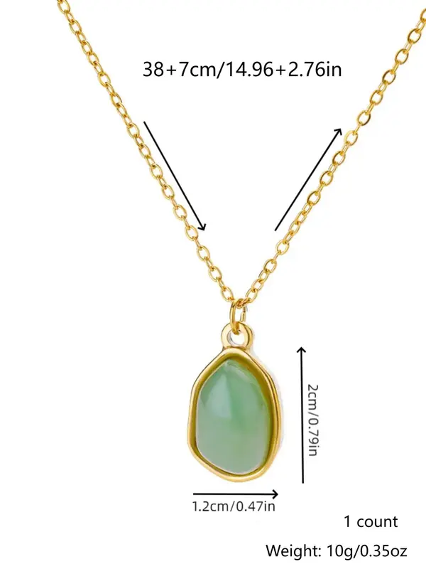 Women's Simple Style Artificial Gemstone Decorated Necklace with Geometric Pendant Design, Elegant Trendy Pendant Necklace For Daily & Party As Gift Without Box 1