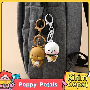 Gantungan Kunci Couple Bubu Dudu Lucu 2Pcs Aksesoris Tas Kunci Motor Mobil Bahan PVC Cocok Untuk Hadiah Anniversary Valentine Koleksi Pasangan