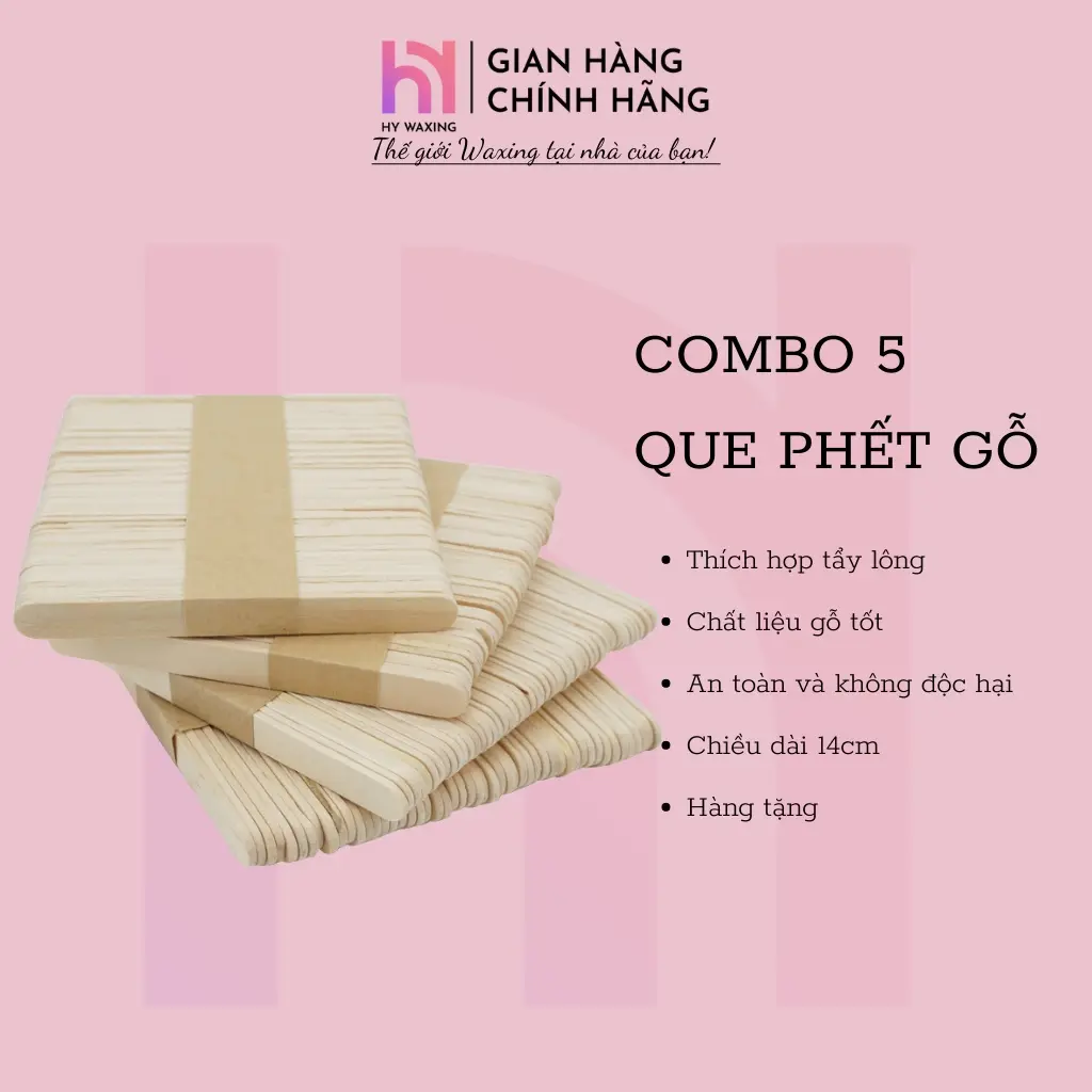 [CHE TÊN] {Hàng Tặng} Bộ 5 Que Gỗ Phết Sáp Wax Lông HYWAXIMNG Làm Đẹp, Loại To Mịn 1000