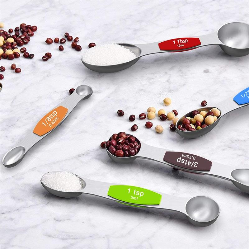 Stainless Steel Measuring Cups & Spoons Set, Stackable Soft Handle Measuring Cups, Kitchen Measuring Utensils for Baking & Cooking 8