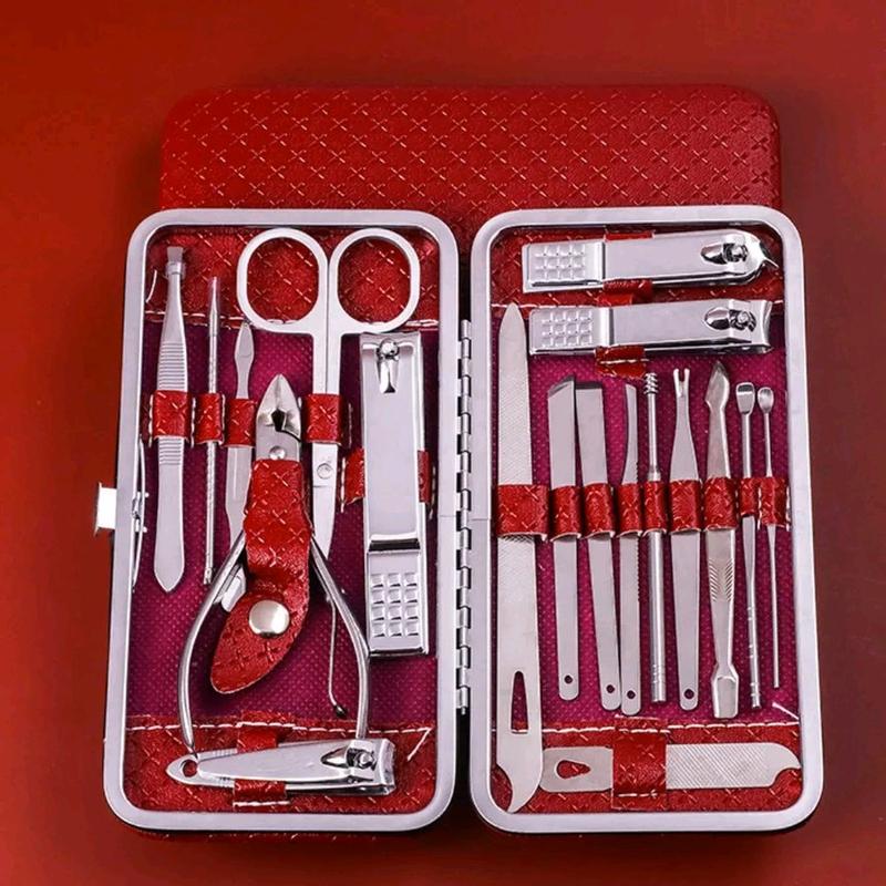 19 pcs set Gunting kuku dan pinset bahan stainless berkualitas warna Random 0