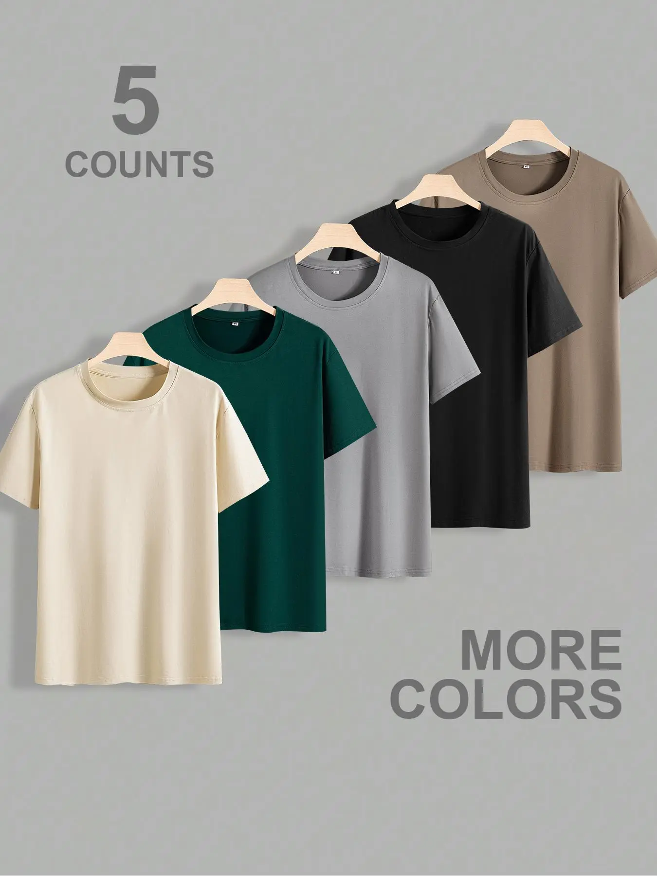 Men's Solid Color Round Neck Tee, Regular Fit Casual Short Sleeve Crew Neck T-Shirt for Summer, Men's Top for Daily Wear, Tropical
