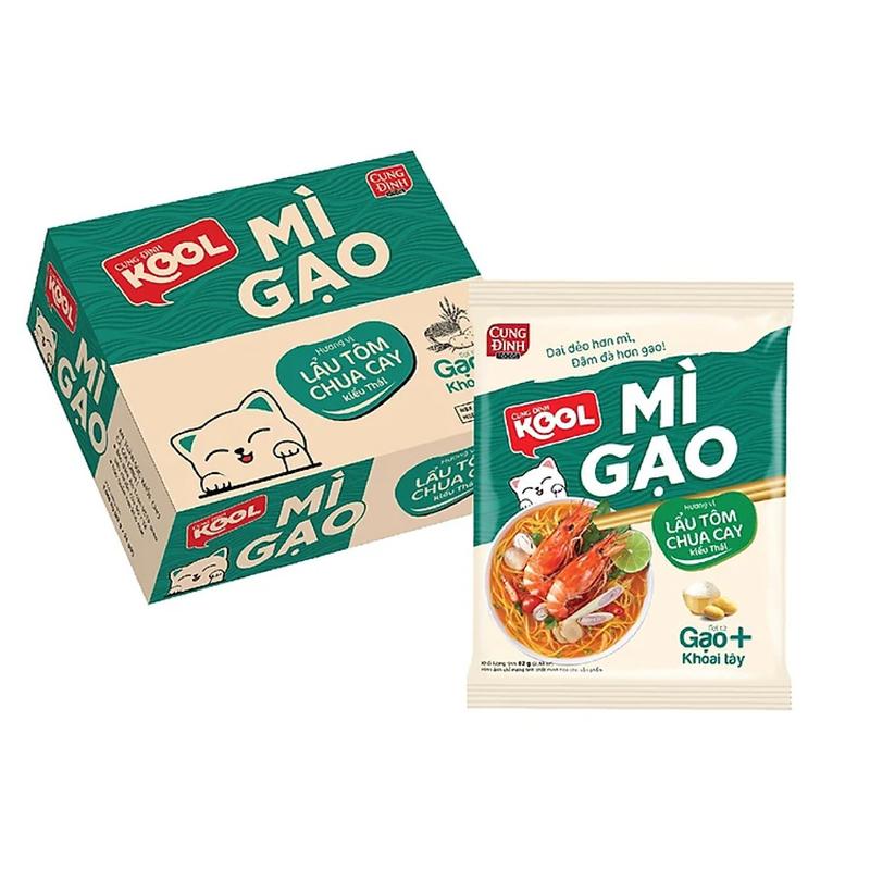 Thùng 24 Gói Mì Cung Đình Kool Mì Gạo Lẩu Tôm Chua Cay Kiểu Thái - Thương hiệu: Cung Đình