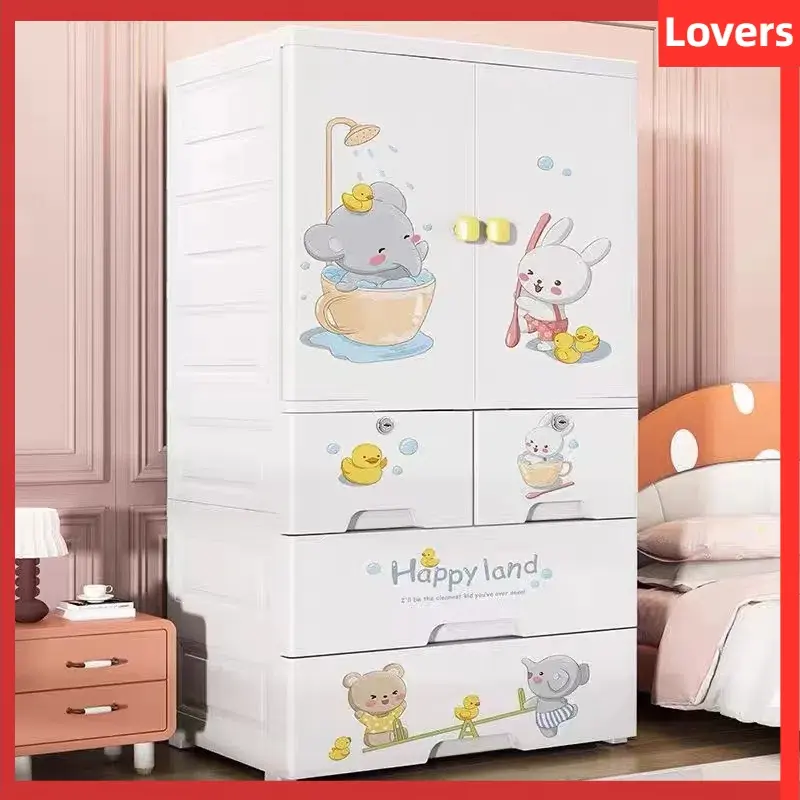 【Tủ Nhựa Cho Bé】70cm Tủ Quần Áo Trẻ Hình ảnh hoạt hình Tủ Để Đồ nhìu ngăn rộng rãi Tủ đồ nhựa đựng 0