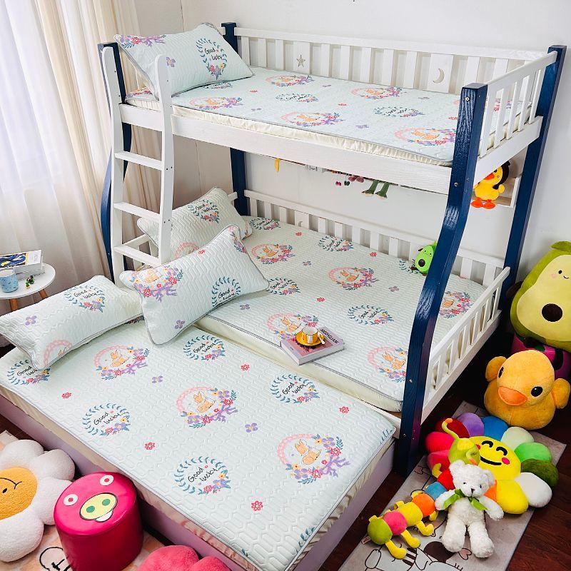 Product Introduction of 2025 Latex Mat Baby Bed Double Layer Bed Cover Ice Silk Mat Bed Sheet Kindergarten Mother and Child Bed Lower and Upper Bed Sheet 0