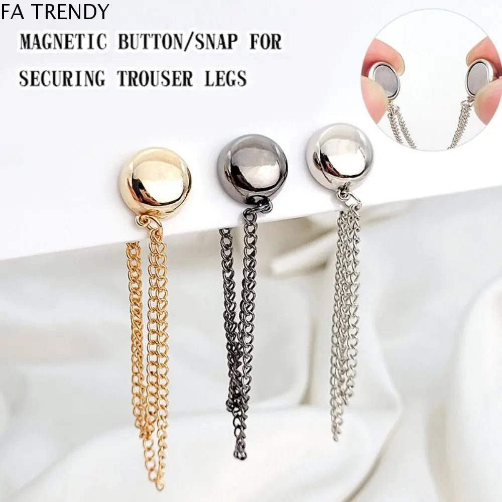 FA TRENDY Fashion Multi-Function Magnetic Clothing Clip Button Non-hole Shorten Trouser Clip Waist Buckle Metal Tassel Chain Cuff-link Scarf