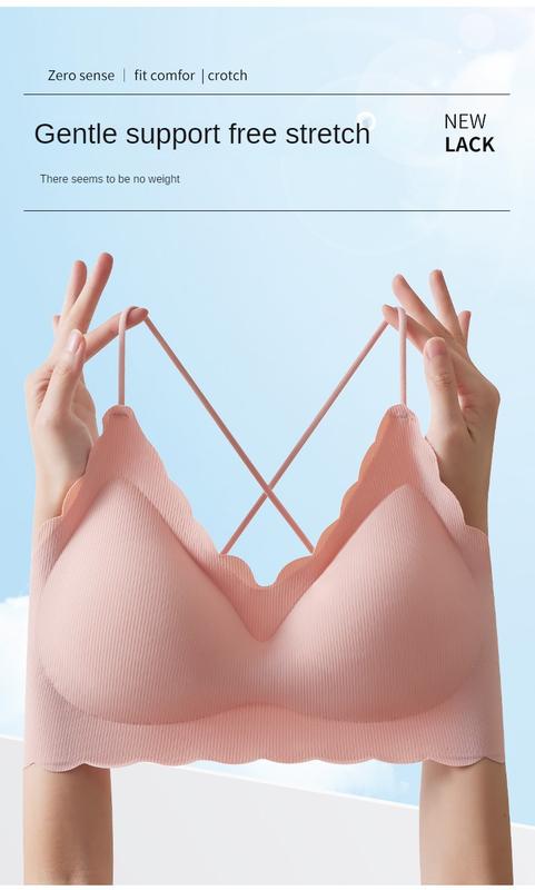 Product Introduction of Girls Korean version of sports back underwear, non-scar steel ring, bra-binding comfort chest small vest anti-sagging 7