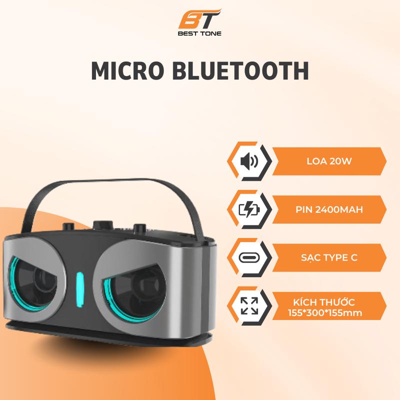 【BT KÈM 2 MICRO Loa Bluetooth BT-WJ-A922 Công suất lớn Phù hợp hát ngoài trời Thiết kế nhỏ gọn dễ dàng mang đi du lịch đi chơi Có các nút điều chỉnh tiện lợi