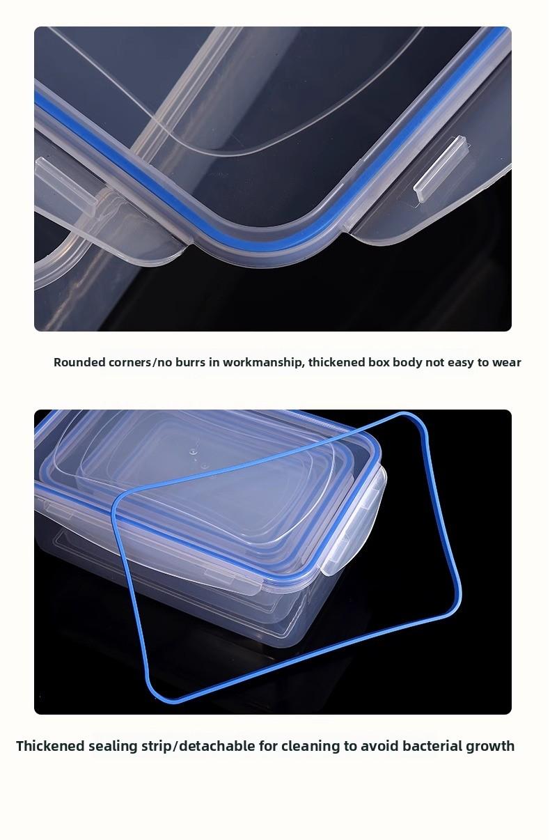 Product Introduction of Kitchen refrigerator rectangular thick fresh-keeping box lid sealed microwave oven heating lunch box vegetable and fruit storage box 21
