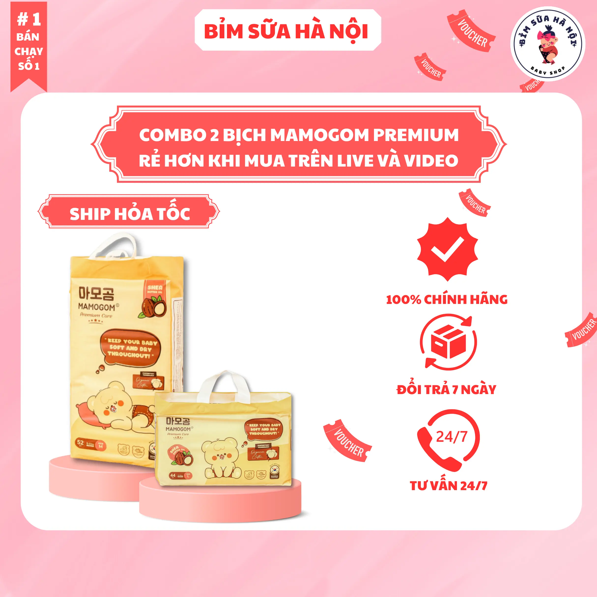 (KHÔNG QUÀ ) COMBO 2 Tã/Bỉm MAMOGOM Hữu Cơ Nội Địa Hàn Quốc Cho Bé - Tobe Vietnam