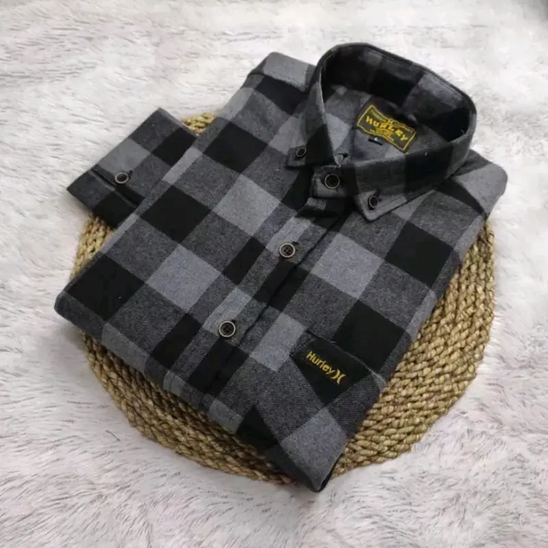 kemeja anak cowok umur 13 14 15 tahun lengan panjang V-Neck flanel Baju Kaos Fashion