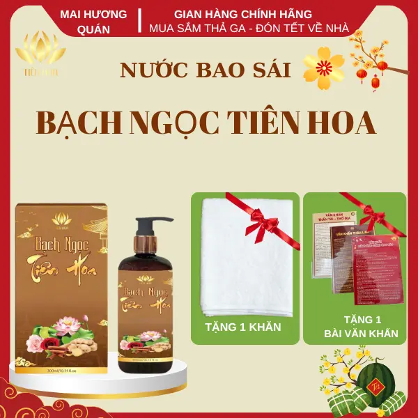 Nước bao sái bàn thờ BẠCH NGỌC TIÊN HOA 300ml Làm Sạch Tặng Khăn Và Bài Khấn