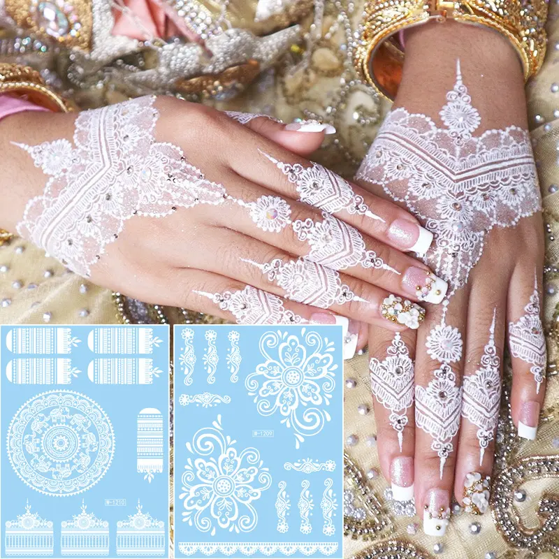White Lace Tattoo Sticker Southeast Asian Festival White Henna Tattoo