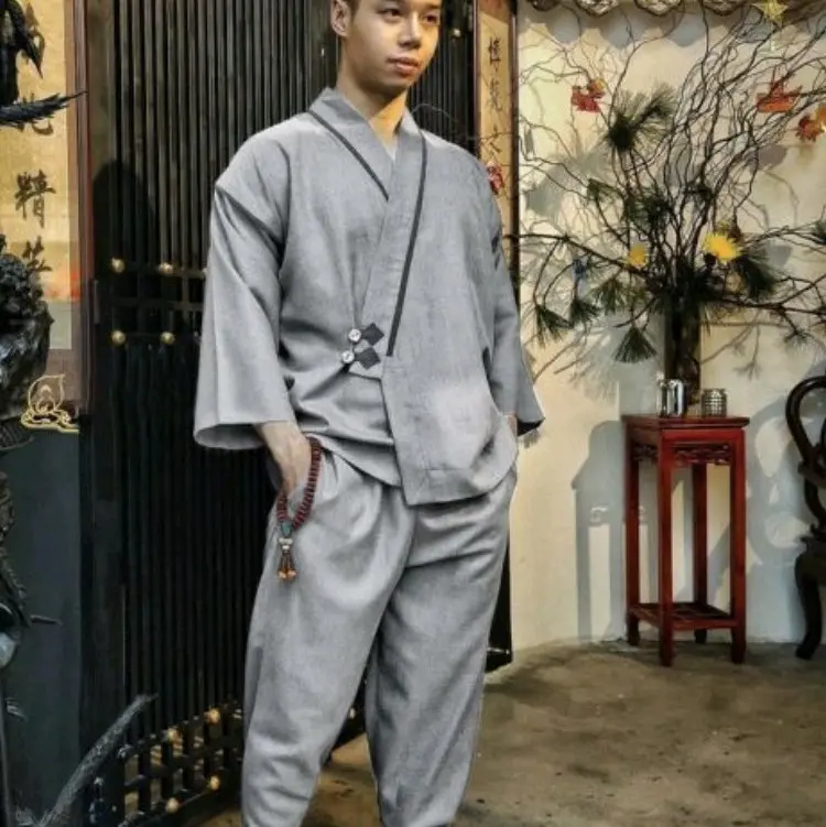 Đồ lam đi chùa nam- Bộ Phật tử cho nam cao cấp vải linen dày dặn mịn mát đủ size Áo