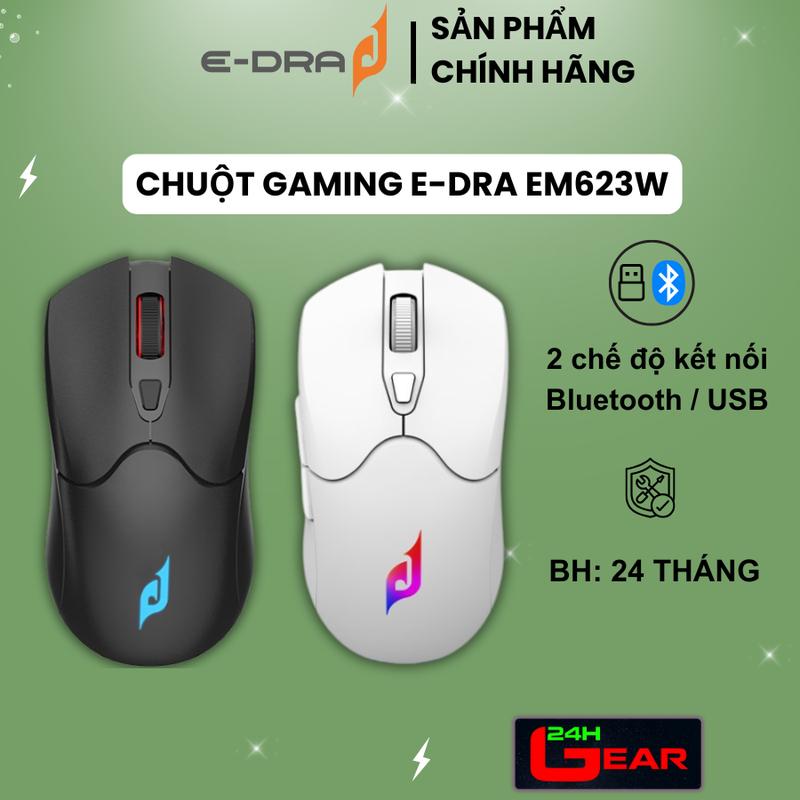 Chuột Không dây Gaming Edra EM623w Trắng / Đen (Wireless 2.4Ghz + Bluetooth)