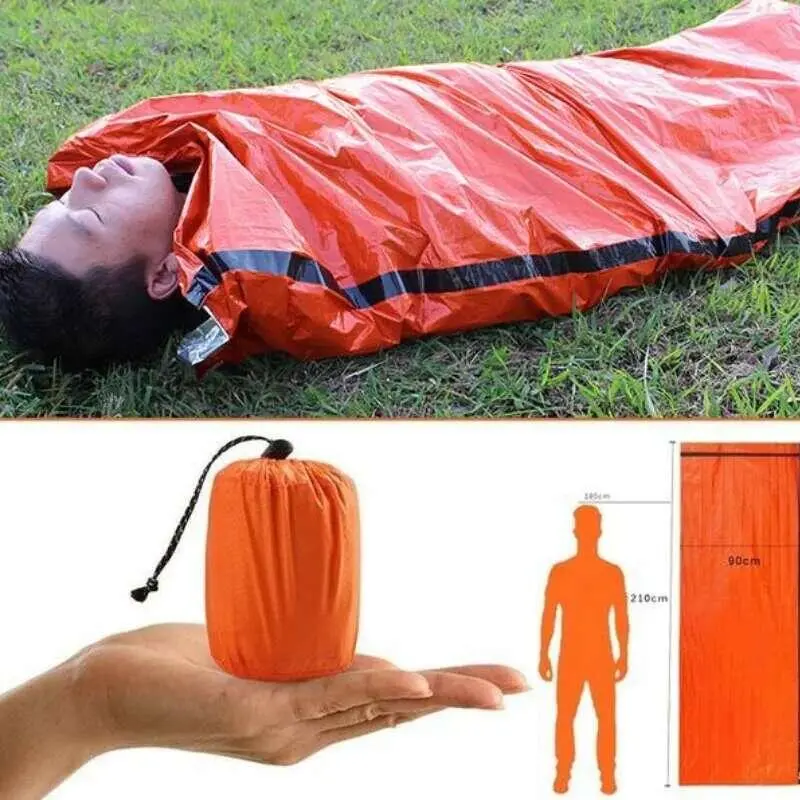 1pc Outdoor Camping Sleeping Bag Thermal Keep Warm Waterproof First Aid Emergency Hiking Safety
