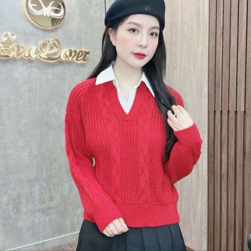 Áo len thừng cổ sơ mi 0
