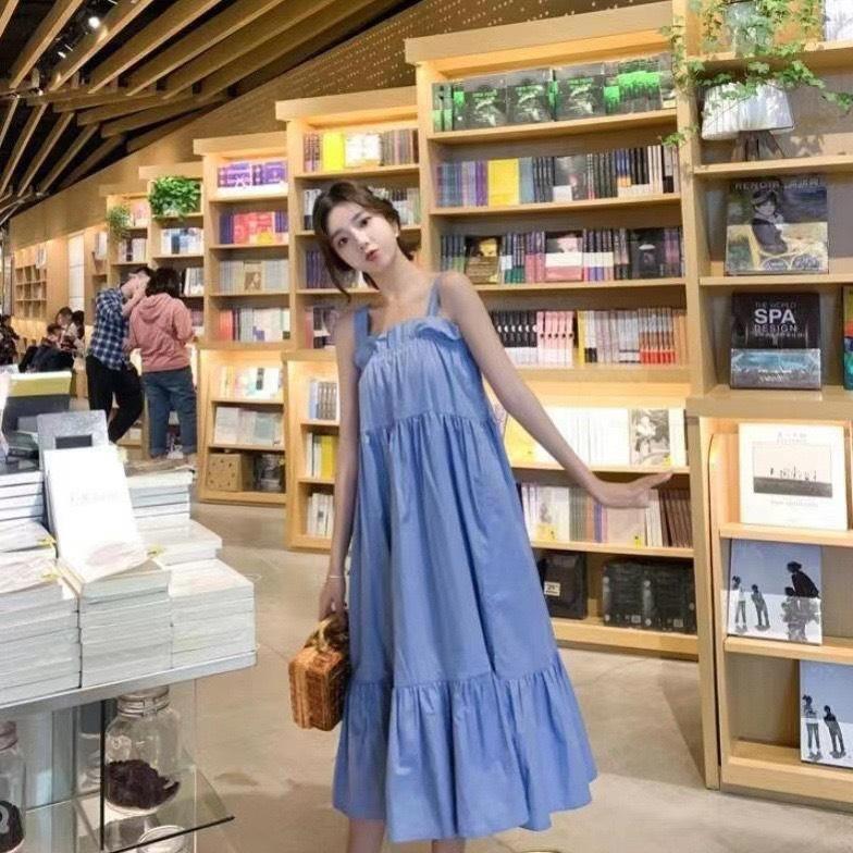 [S-4XL] Váy đầm gân 2 dây dáng dài, Đàm babydoll 2 dây siêu xinh nhà Han Store 2