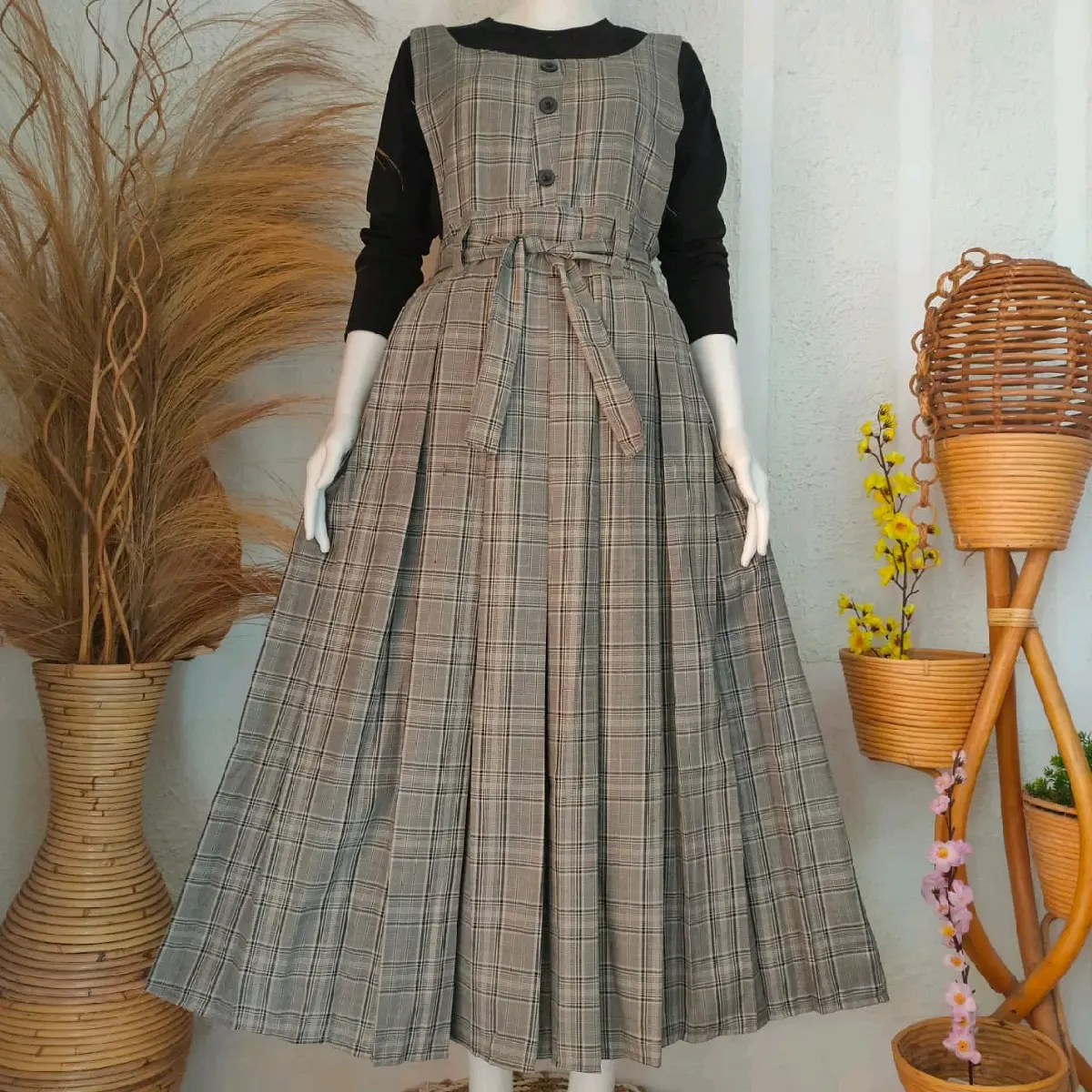 Gamis dewasa Overoll cocok buat acara Katun Muslim Dress Kondangan Lebaran Wanita