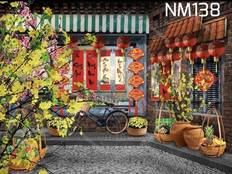 Tranh vải decor Tết mẫu mới 2025 / Phông vải Tết xưa / Nền trang trí Tết nguyên đán (2) 1