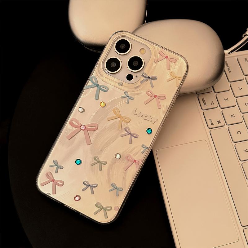 Product Introduction of Dopamine Color Bow for Apple 15 Feather Yarn Iphone13 Phone Case 12 Phone Case 16promax Protector Smartphone Protector Smartphone Cover Protective Shockproof Casing Cellphone 13