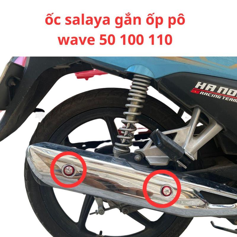  ốc inox salaya gắn ốp pô xe wave 50 100 110 chất liệu inox 304 không gỉ sáng bóng 