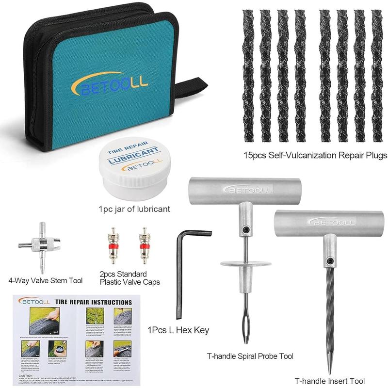 Wynnsky WYNNsky Heavy Duty Tire Repair Tools Kit - 54 Pcs Set Truck Tool Box For Motorcycle, ATV, Jeep, Truck, Tractor Flat Tire Plug Ki
