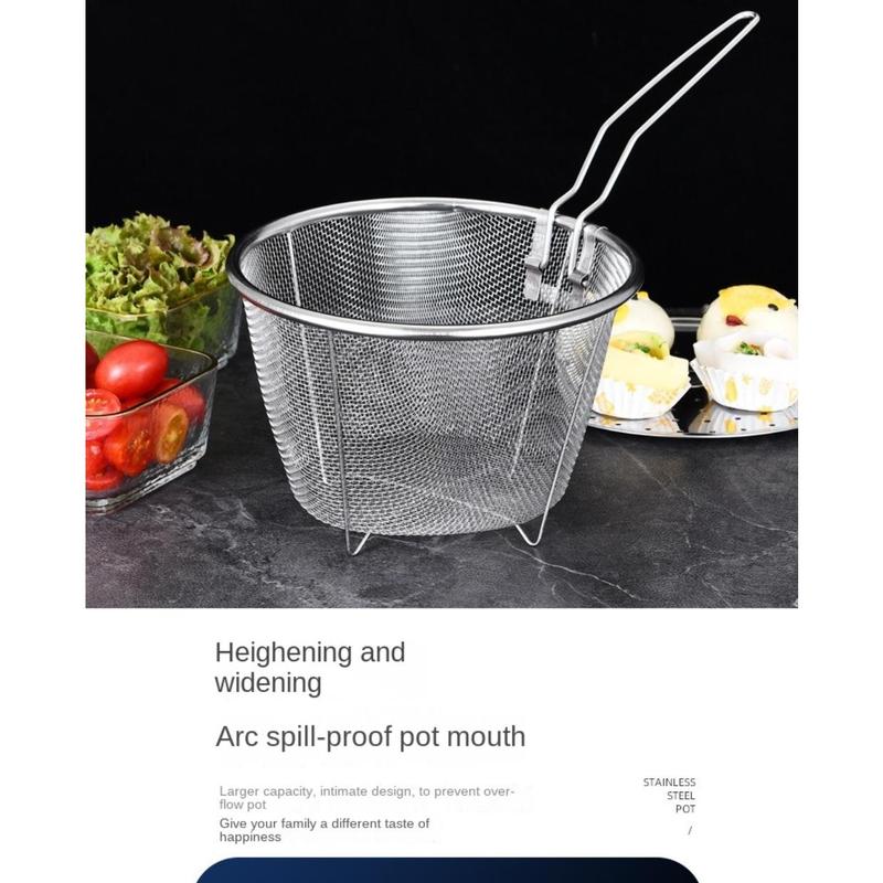 Product Introduction of toinof Multifunctional Stainless Steel Deep Fryer Pot with Strainer with Steaming Tray Saucepan Soup Pot Foldable with Pasta Colander Tempura Pot French Fries 28