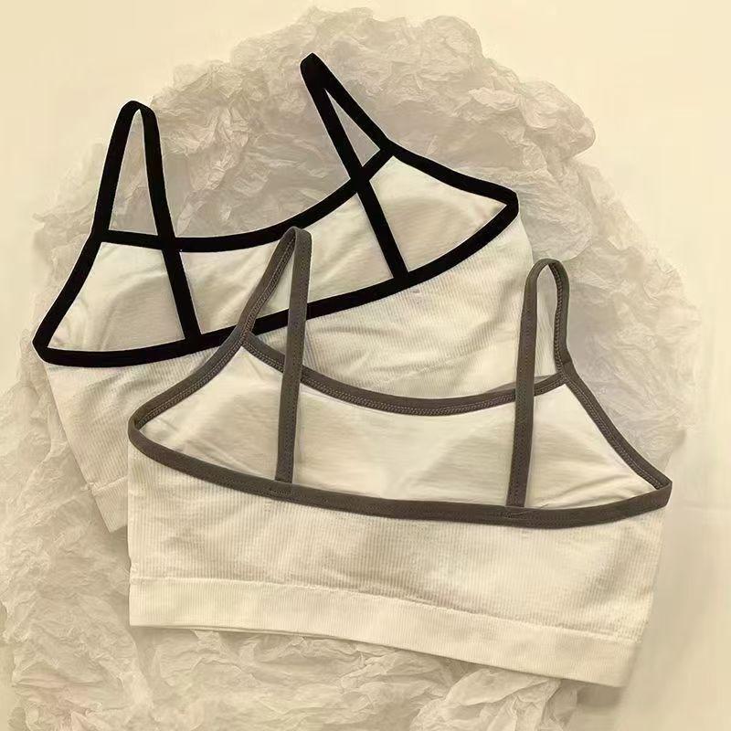 High School Student Underwear for Girls, Developmental Period, Gathered, Anti-Sagging, Detachable, Camisole, Wireless, Tube Top for Girls 4