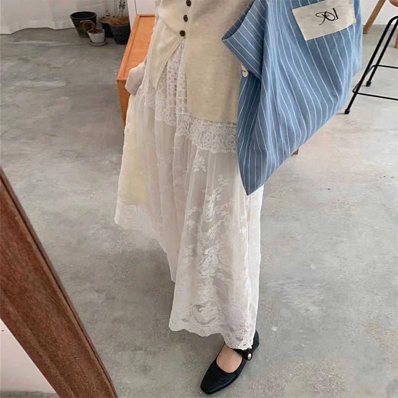 Product Introduction of Váy Ren, Màu Trắng, Cạp Cao Cho Nữ, Thiết Kế Đẹp, Hình Quả Lê Độc Đáo Phong Cách Pháp, Váy Ôm Thanh Lịch, Váy Chữ A Women 7