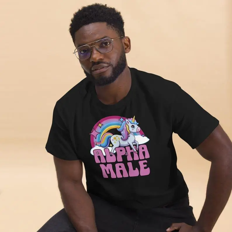 Alpha Male Funny Unicorn T-shirt, Meme Shirt, Gift for Her, Cringe Tee, Stupid Shirts, Alpha Male, Couple Gifts, Unhinged Clothes, Joke Tees 4