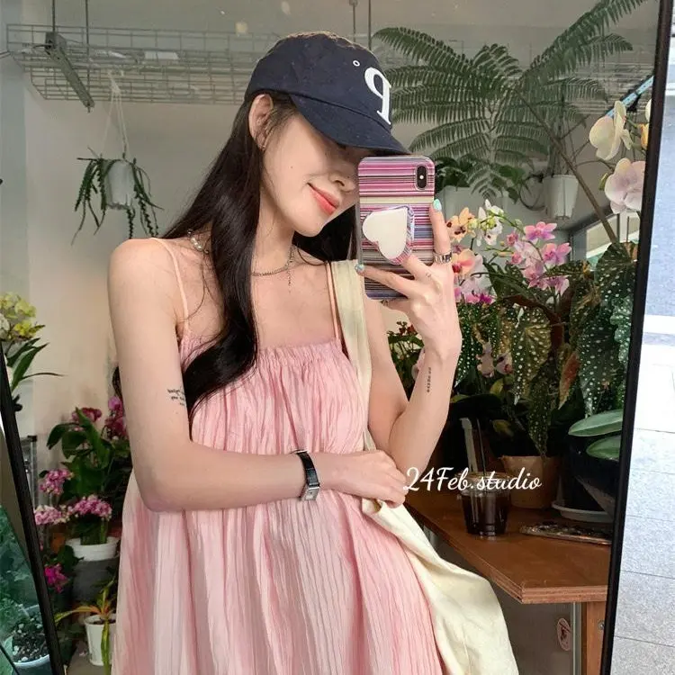 [VN27] Váy hai dây tơ bèo dáng maxi Nữ phong cách Hàn Quốc