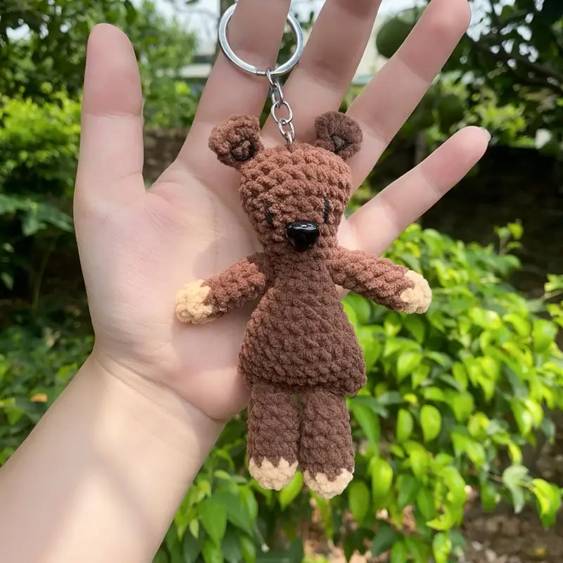 Gấu Teddy Mr Bean móc len handmade móc khoá Móc Chìa Khoá 3