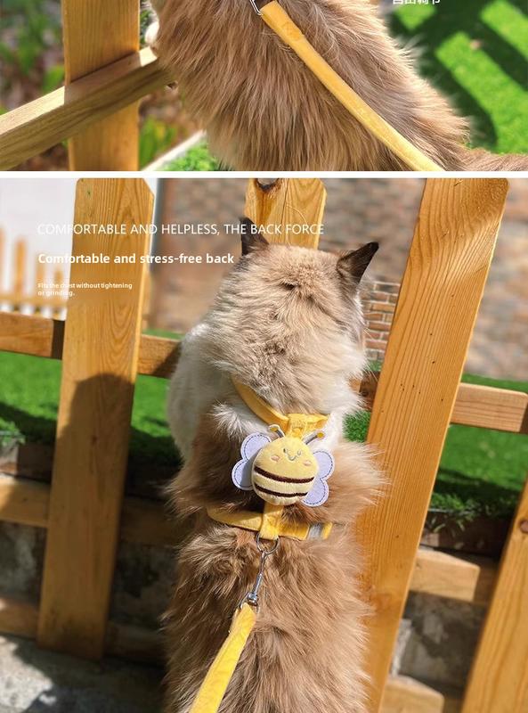 Product Introduction of Cat Chest and Back Bee Adjustable Hand Holding Rope Breathable Small Dog Dog Dog Leash Walking Cat Dog Leash Cartoon 5