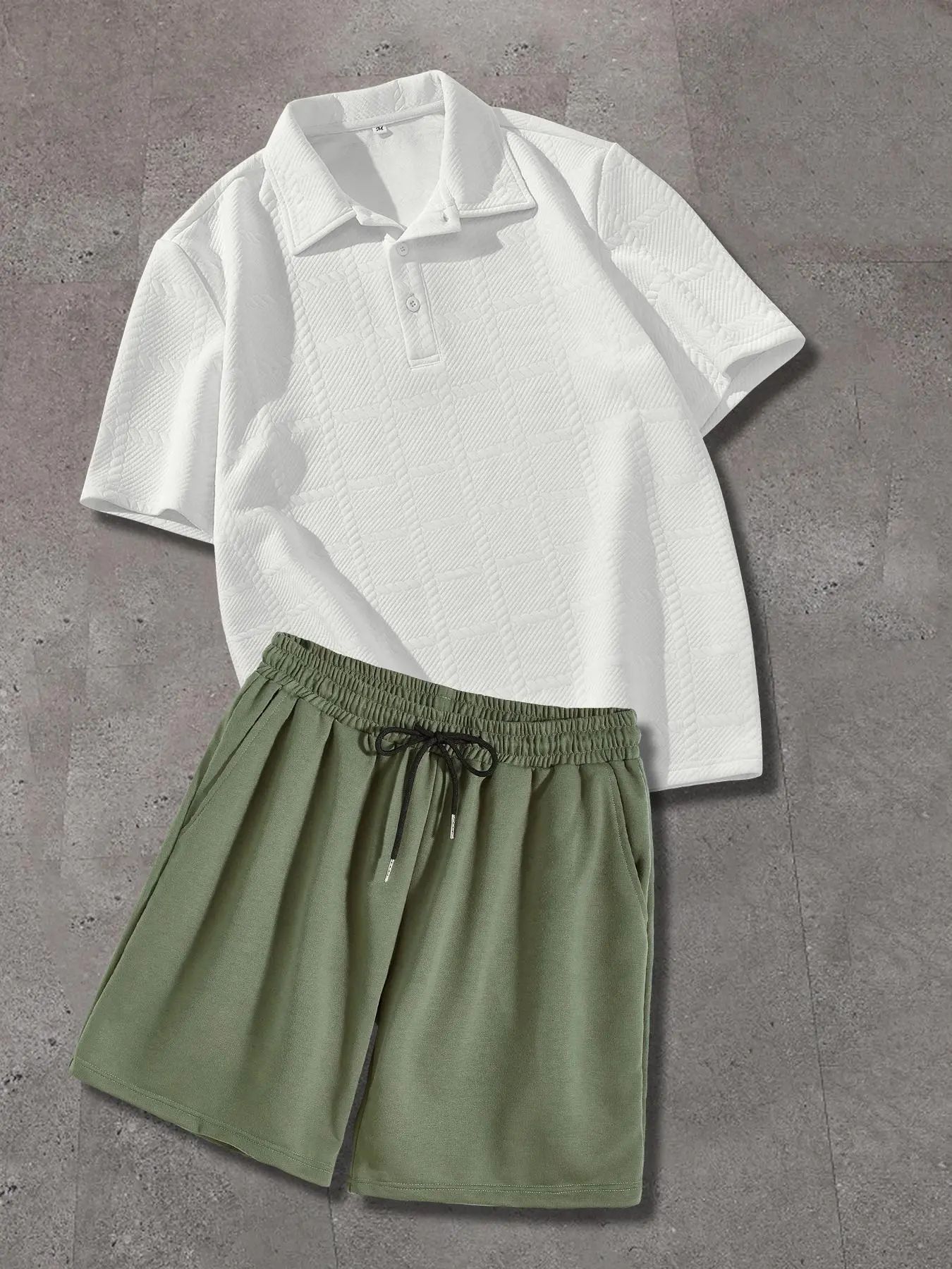 Men's Solid Short Sleeve Polo Shirt & Shorts Loungewear Two-Piece Set, Regular Fit Casual Comfy Top & Shorts PJ Set, Men's Sleepwear for Summer