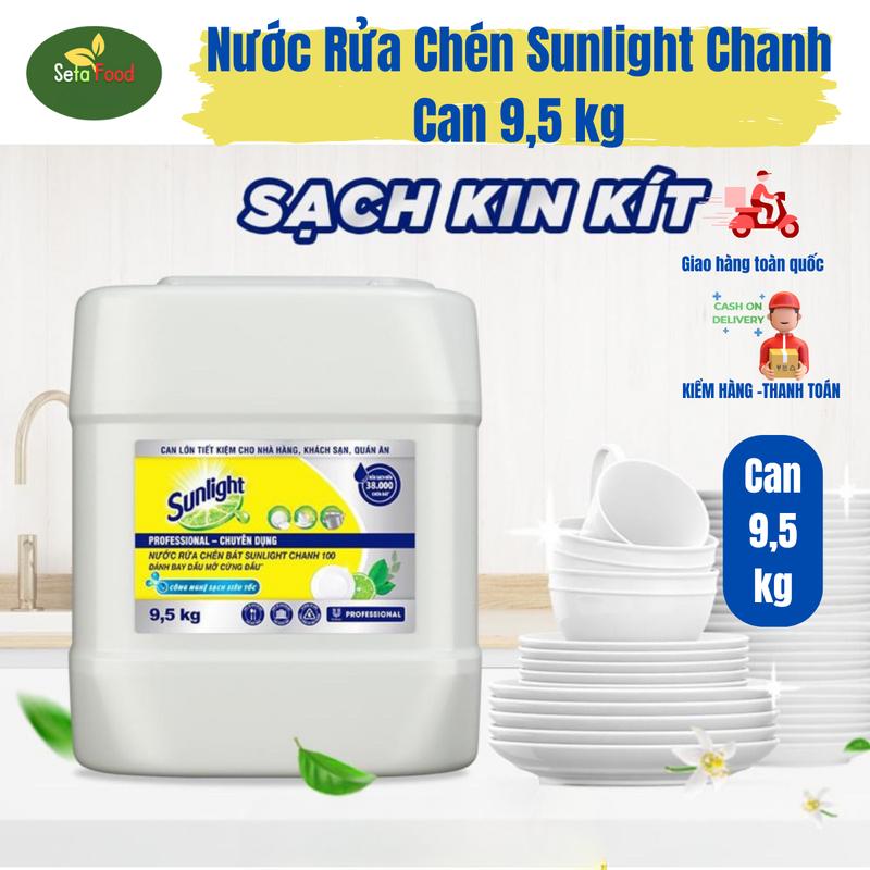 Nước rửa chén Sunlight 9.5kg hương chanh - Can lớn tiết kiệm Làm Sạch nuoc ruachensunlight