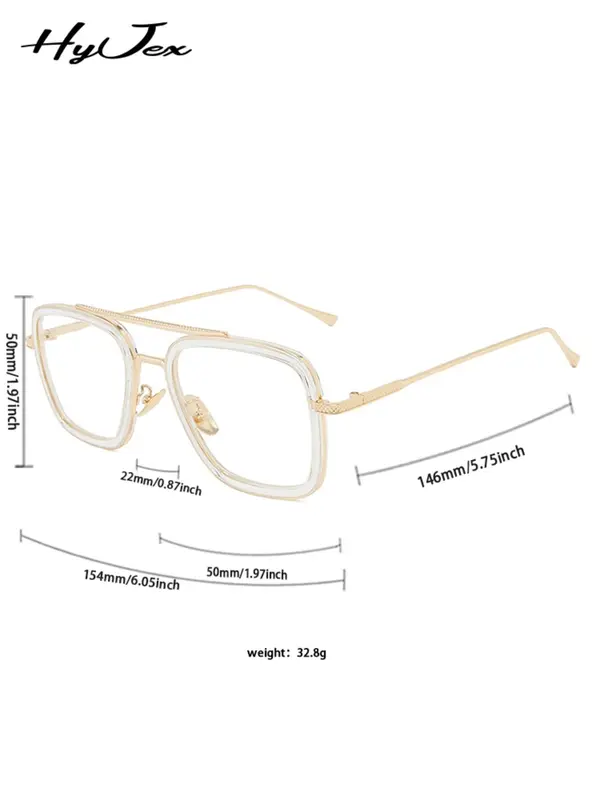 Minimalist Elegant Aviator Eyeglasses for Everyday Use (1 Pair), Basic Flat Frame Fashion Eyeglasses for Women & Men, Fashion Eyeglasses for Work, Daily Clothing Decor, Perfect for Student Daily Use 1