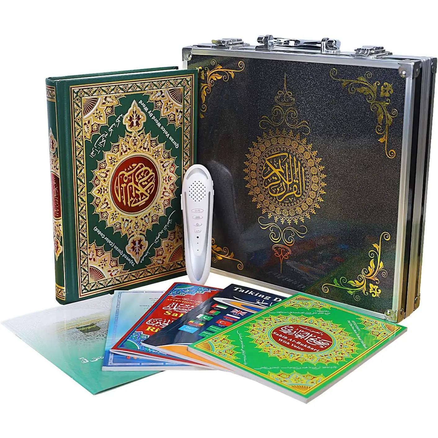 Qur-an Digital Reader Pen Rechargeable Multilingual 25 Reciters Aluminum  Box