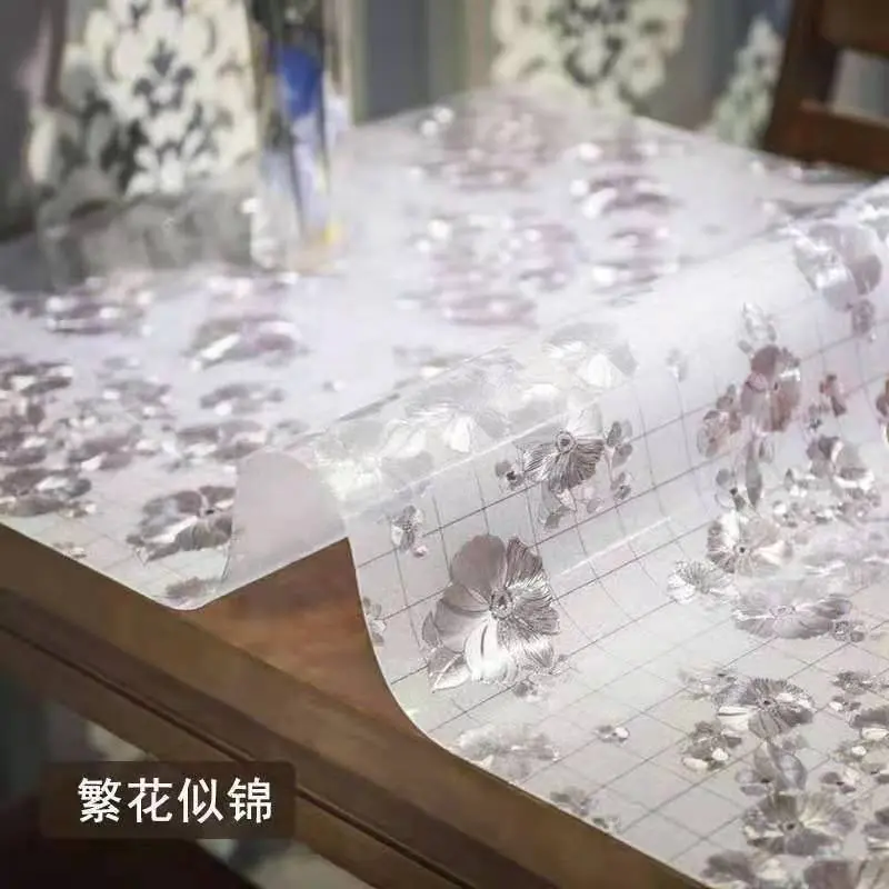 Khăn trải bàn trong suốt, chất liệu PVC, thảm trải bàn, đệm Bàn ăn, vải Bàn cà phê, không thấm nước, chống nhiệt và chống dầu, pha lê Thủy Tinh mềm hình chữ nhật