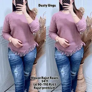 Blouse Wanita - Atasan Rajut Rawis Premium Knitwear Top Baju  Casual  Basic