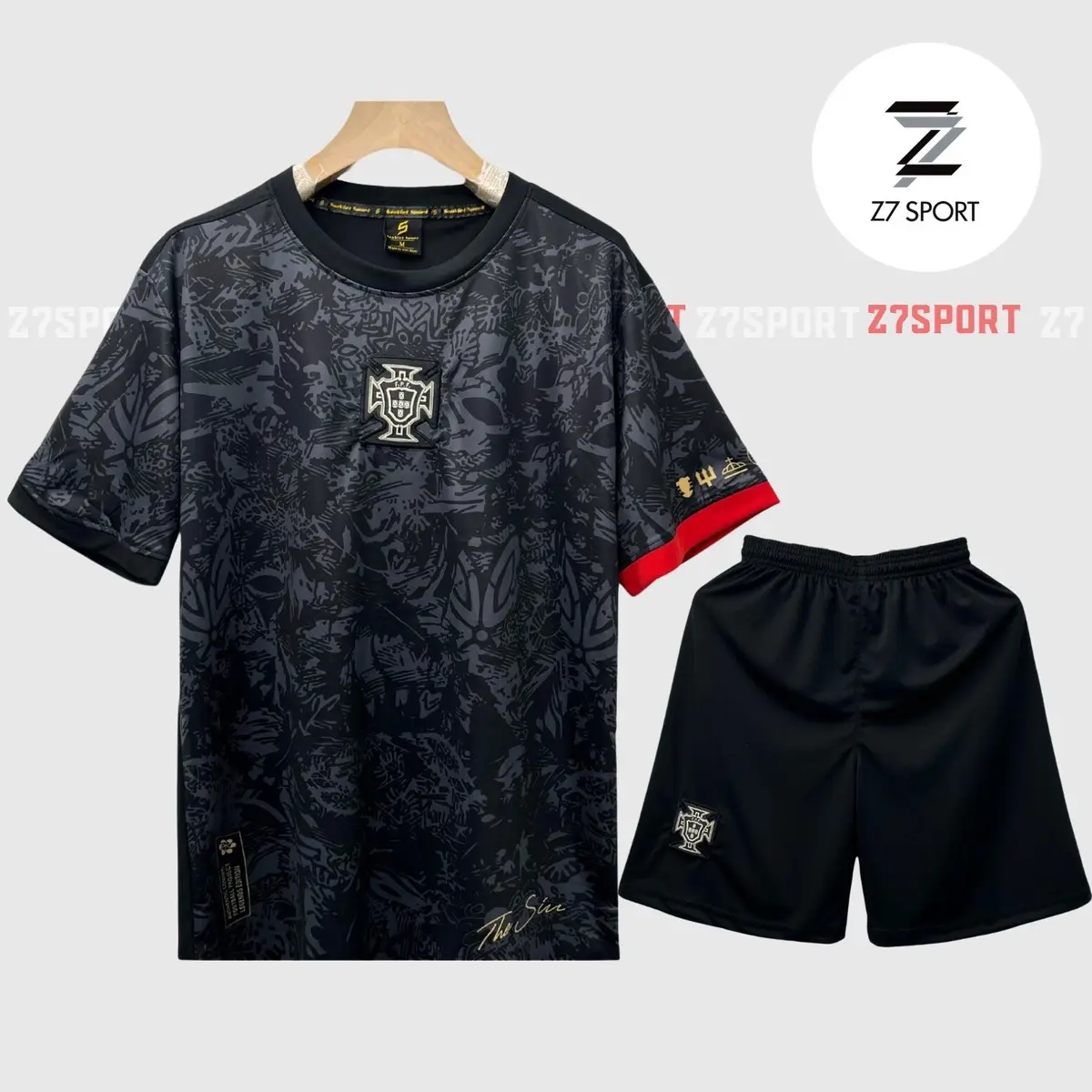 Bộ quần áo bóng đá, đồ đá banh BỒ ĐEN logo THÊU vải thun lạnh cao cấp loại I Top Sport